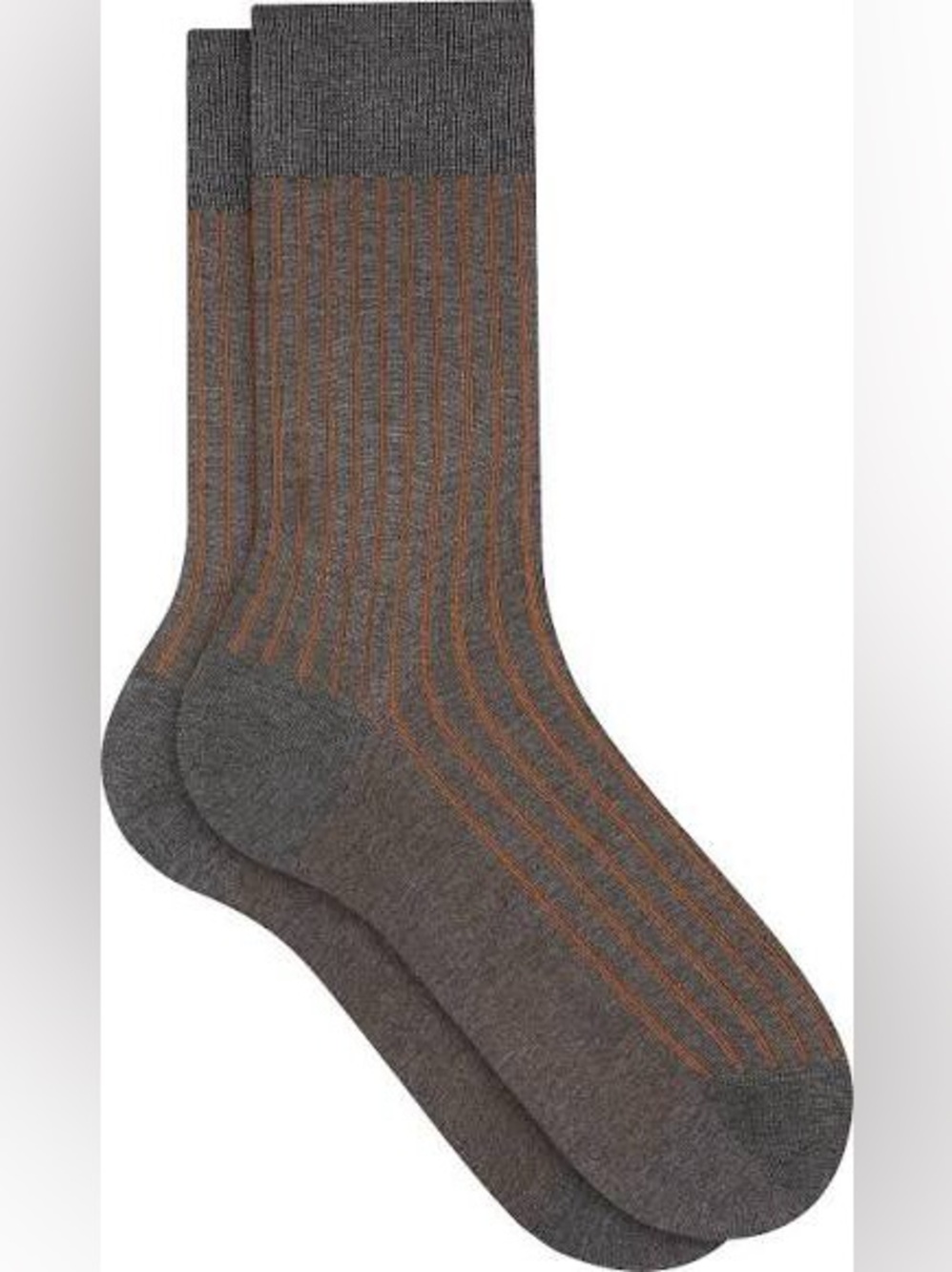 Falke Shadow Ribbed Crew Socks Size 11 12 grey cognac